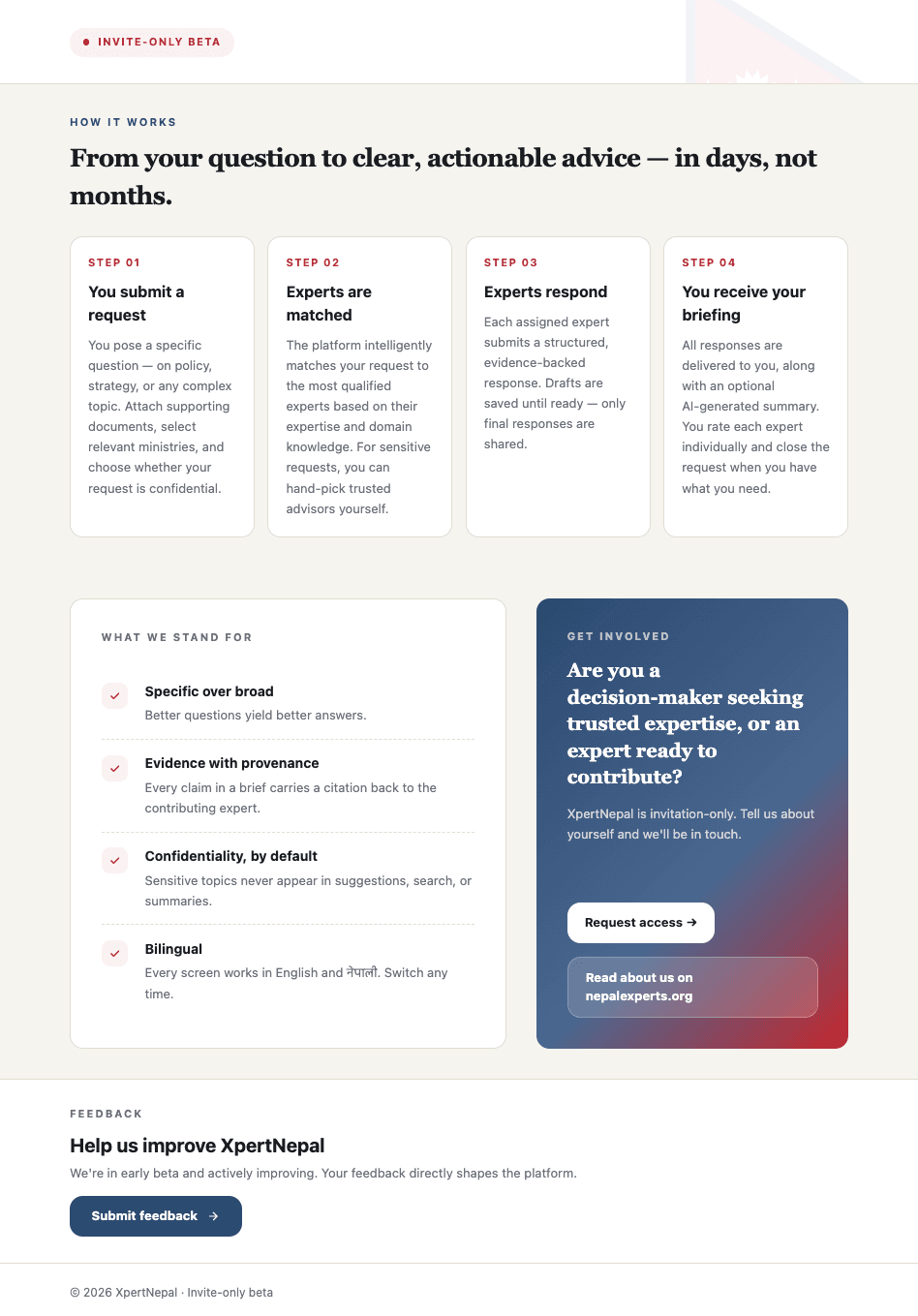 XpertNepal public landing page